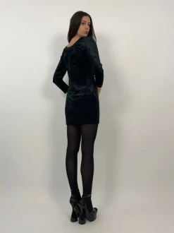 Abito corto in velluto e perline