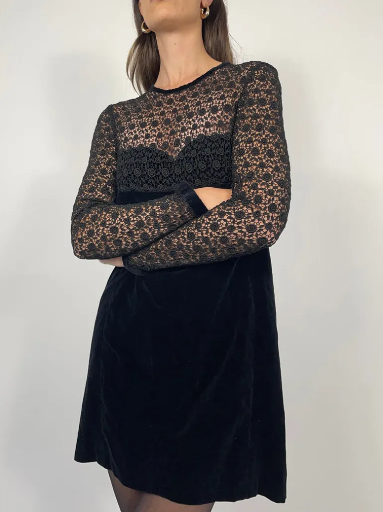 Abito corto vintage in velluto