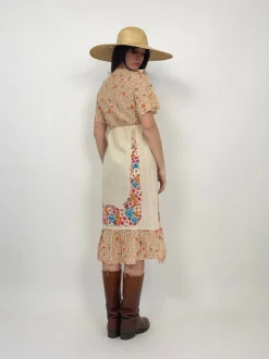 Abito lungo anni '70 in cotone grezzo
