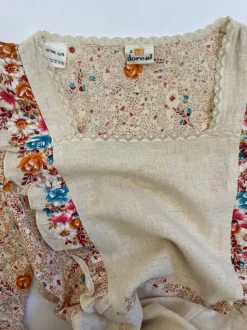 Abito lungo anni '70 in cotone grezzo