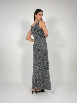 Abito lungo vintage con paillettes e perline