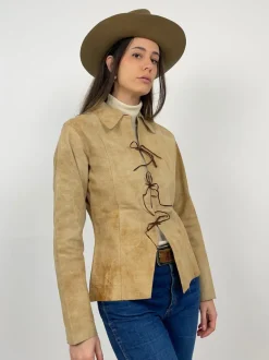 Blusa vintage in vera pelle