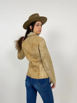 Blusa vintage in vera pelle