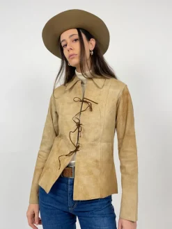 Blusa vintage in vera pelle