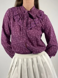 Camicia con rouches e fiocco anni '70