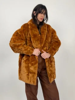 Cappotto anni '80 Couture Hélène in pelliccia sintetica