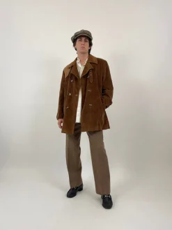 Cappotto corto anni '70 in velluto a coste