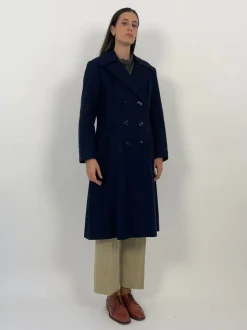 Cappotto lungo doppiopetto in lana