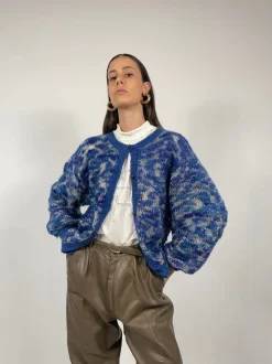 Cardigan anni '80 con maniche a palloncino