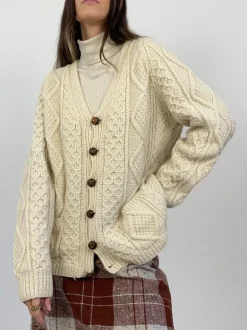 Cardigan anni '70 in lana a trecce