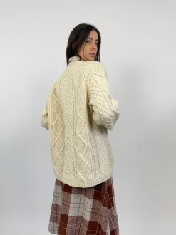 Cardigan anni '70 in lana a trecce