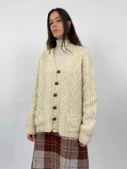 Cardigan anni '70 in lana a trecce