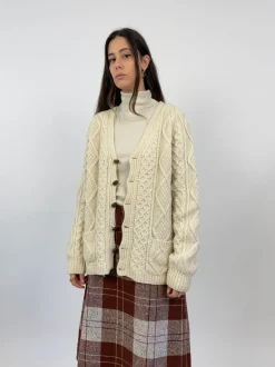 Cardigan anni '70 in lana a trecce