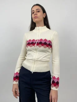 Cardigan cropped in misto lana
