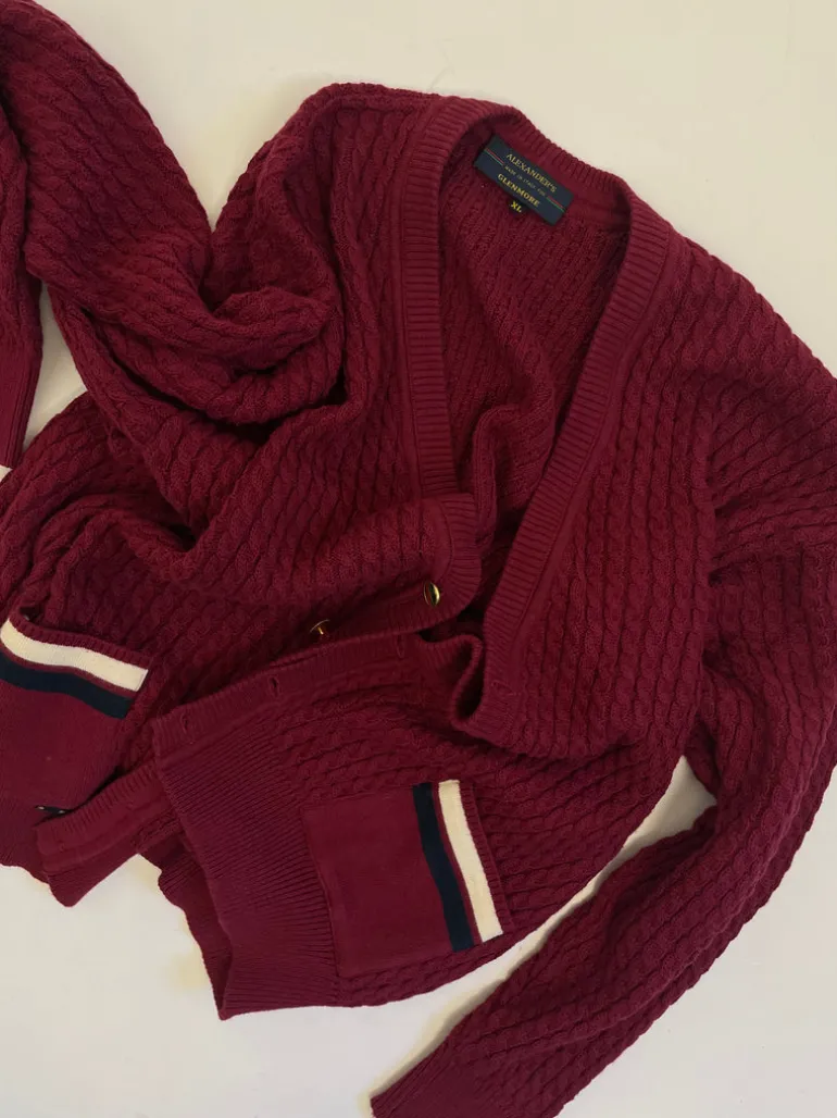 Cardigan in cotone a trecce anni '80