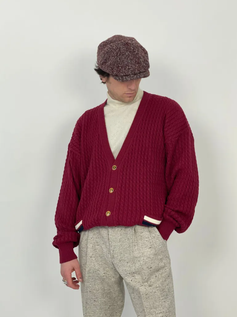 Cardigan in cotone a trecce anni '80