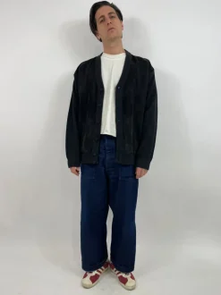 Cardigan in vera pelle e lana