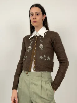 Cardigan misto mohair con ricami