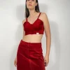Completo top e minigonna in vera pelle