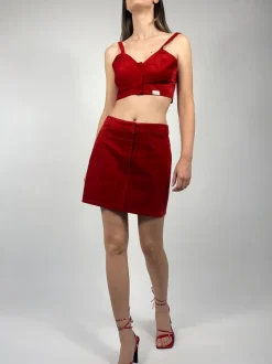 Completo top e minigonna in vera pelle