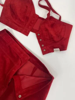Completo top e minigonna in vera pelle