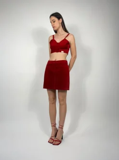Completo top e minigonna in vera pelle