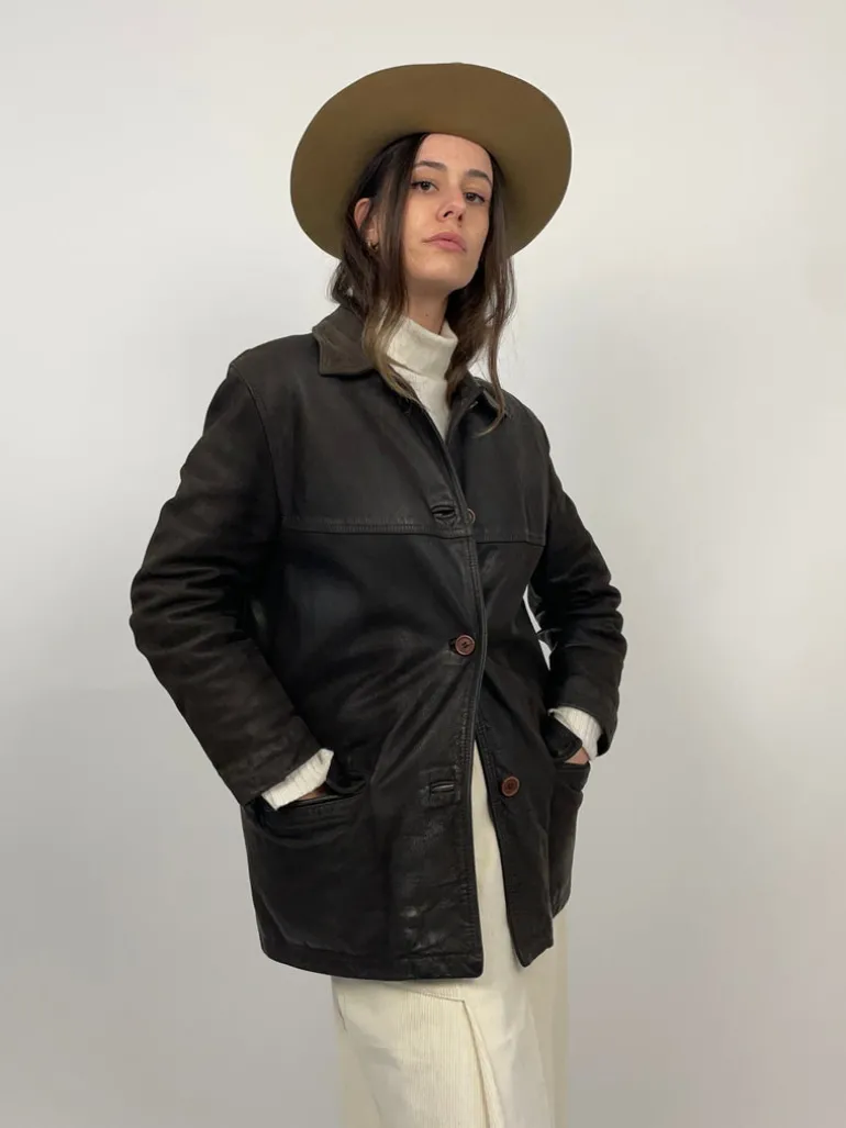 Giacca anni '70 in vera pelle