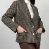 Giacca cropped in lana pied de poule