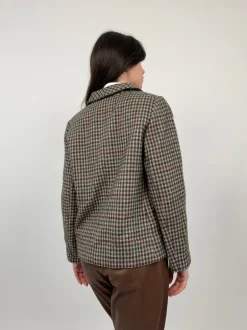 Giacca cropped in lana pied de poule