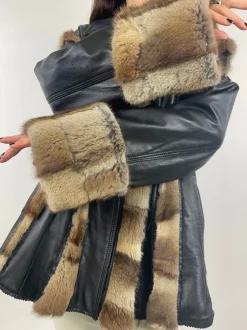 Giacca in pelle e pelliccia vintage