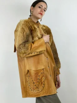 Giacca in pelle e pelliccia anni '70