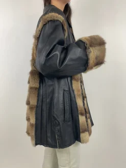 Giacca in pelle e pelliccia vintage