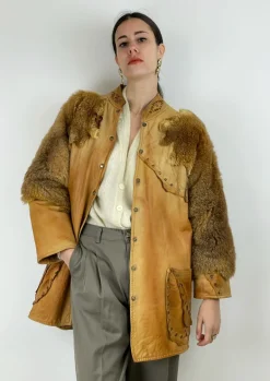 Giacca in pelle e pelliccia anni '70