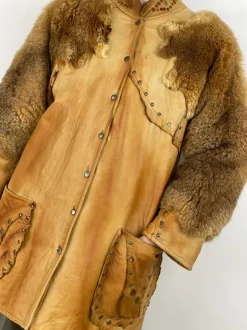 Giacca in pelle e pelliccia anni '70