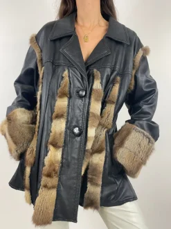 Giacca in pelle e pelliccia vintage
