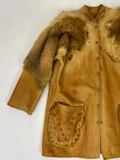 Giacca in pelle e pelliccia anni '70