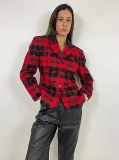 Giacca lana a quadri anni '80