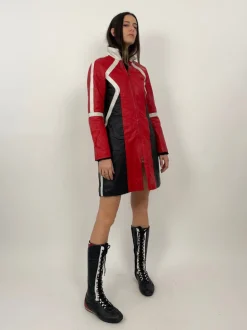 Giacca lunga in pelle vintage
