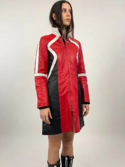 Giacca lunga in pelle vintage
