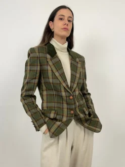 Giacca vintage in lana a quadri