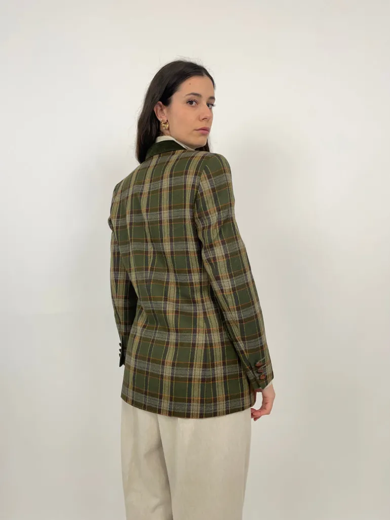 Giacca vintage in lana a quadri
