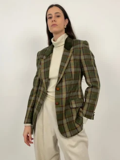 Giacca vintage in lana a quadri