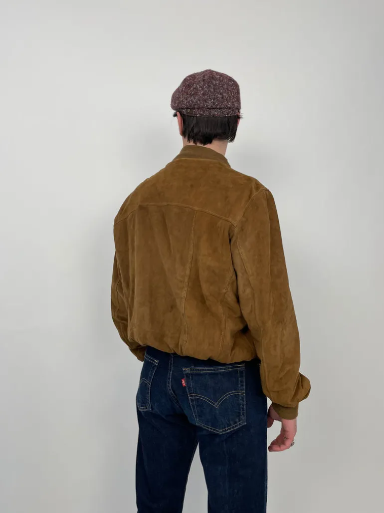 Giacca vintage in pelle scamosciata