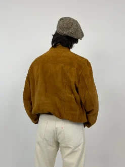 Giacca vintage in pelle scamosciata