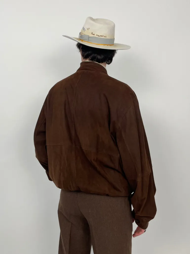 Giacca vintage in pelle scamosciata