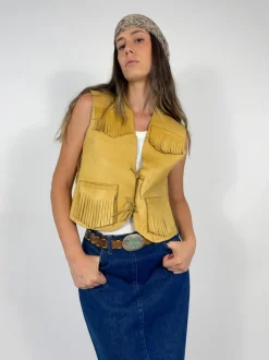 Gilet anni '70 in vera pelle