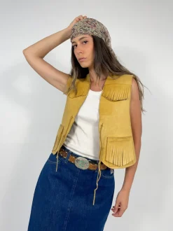 Gilet anni '70 in vera pelle