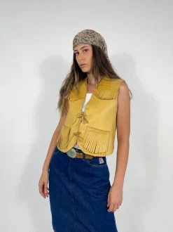 Gilet anni '70 in vera pelle