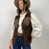 Gilet in pelle con frange
