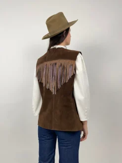 Gilet in pelle con frange